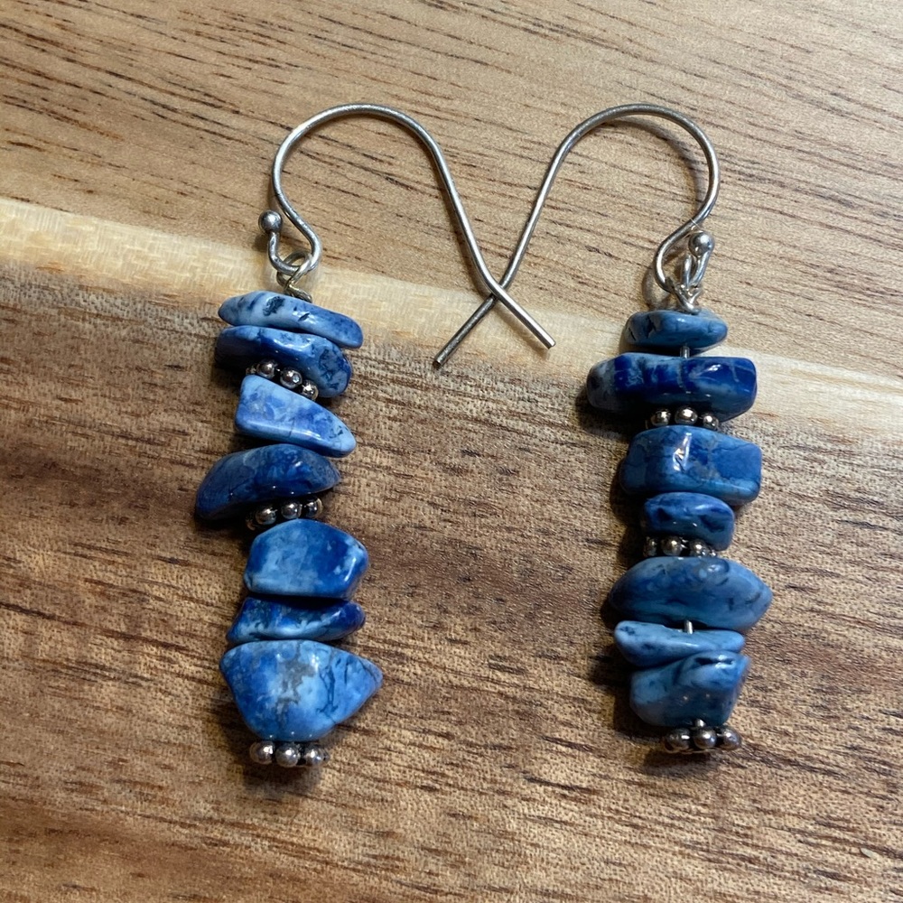 Lapis &silver handmade earrings.🎁